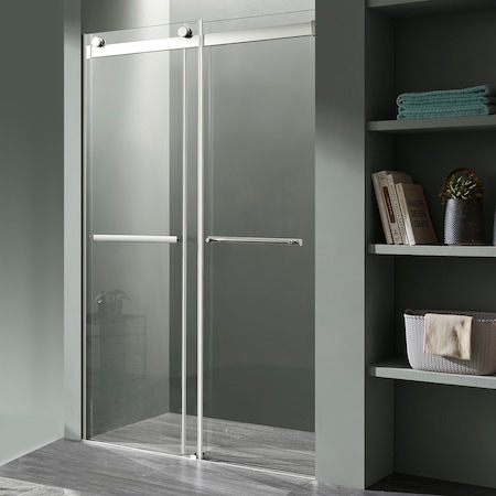 Anzzi Kahn Series 60 in. x 76 in. Frameless Sliding Shower Door in Chrome SD-FRLS05802CH